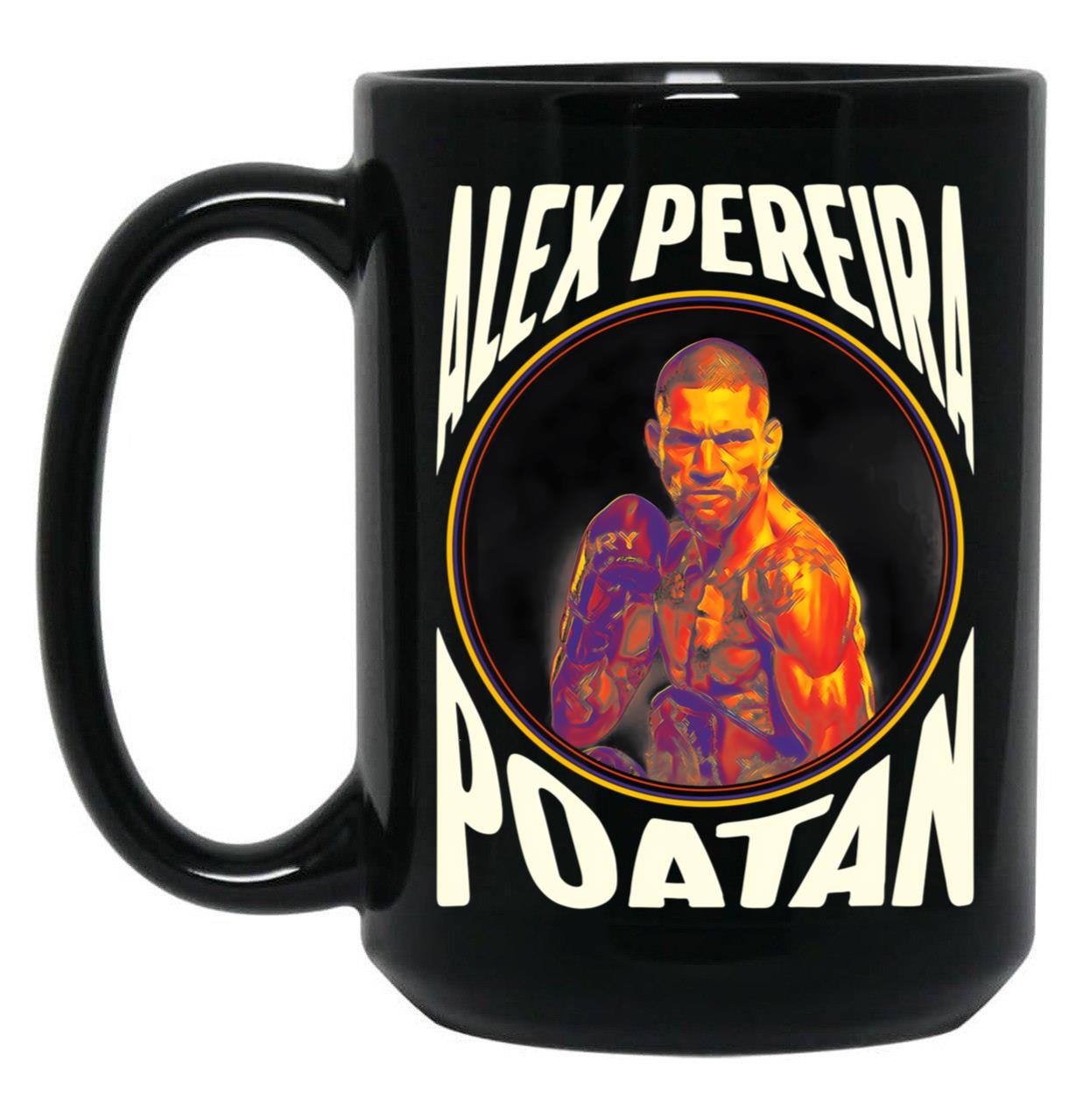 Alex Pereira Poatan Design Black Coffee Mug, Gift Coffee Mug