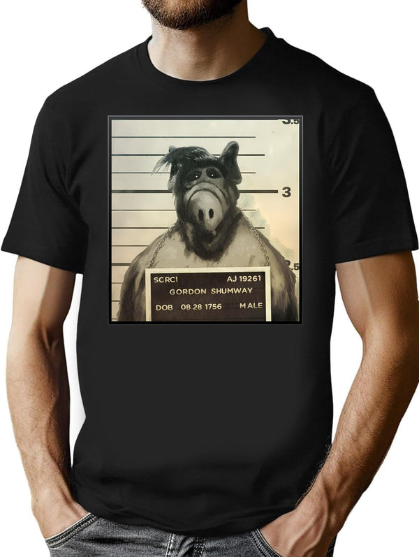 Alf Mugshot T-Shirt for Men & Women, T-Shirts Graphic Tee - Black