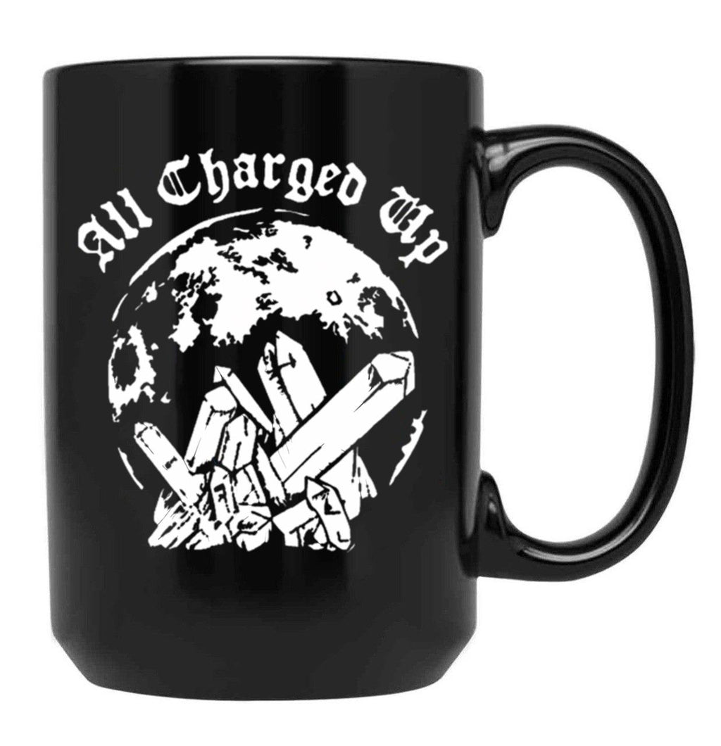 All Charged Up Black Coffee Mug, Gift Coffee Mug