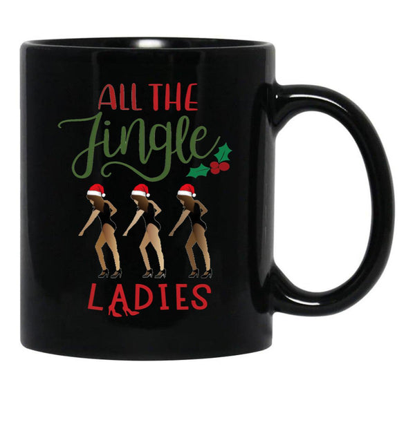 All The Jingle Ladies Black Coffee Mug, Gift Coffee Mug - Black