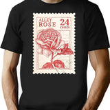 Alley Rose Stamp T-Shirt for Men & Women, T-Shirts Graphic Tee - Black
