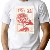 Alley Rose Stamp T-Shirt for Men & Women, T-Shirts Graphic Tee - White