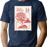 Alley Rose Stamp T-Shirt for Men & Women, T-Shirts Graphic Tee - Navy