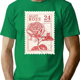 Alley Rose Stamp T-Shirt for Men & Women, T-Shirts Graphic Tee - Green