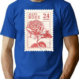 Alley Rose Stamp T-Shirt for Men & Women, T-Shirts Graphic Tee - Blue