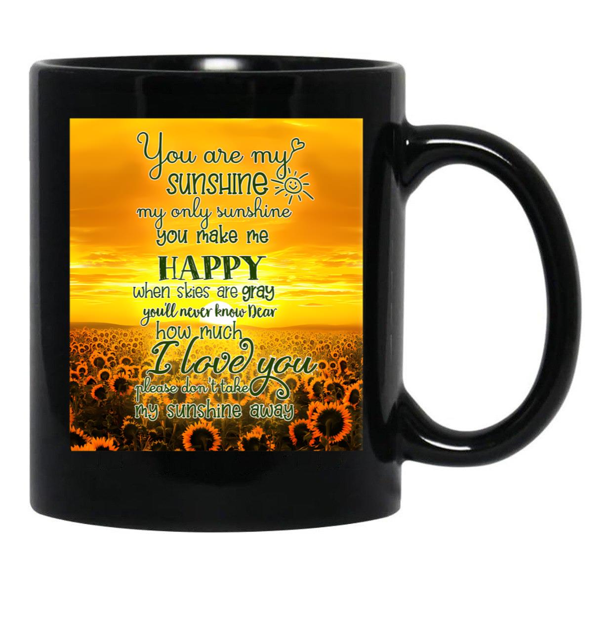 Alpaca You Are My Sunshine Yellow Sunflower Field Black Coffee Mug - Black