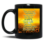 Alpaca You Are My Sunshine Yellow Sunflower Field Black Coffee Mug