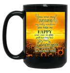 Alpaca You Are My Sunshine Yellow Sunflower Field Black Coffee Mug