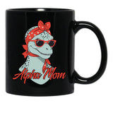 Alpha Mom Funny Dinosaur Mother Cool Dinosaur Black Coffee Mug, Gift Coffee Mug - Black