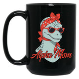 Alpha Mom Funny Dinosaur Mother Cool Dinosaur Black Coffee Mug, Gift Coffee Mug