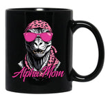 Alpha Mom Funny Dinosaur Mother Icon Black Coffee Mug, Gift Coffee Mug - Black