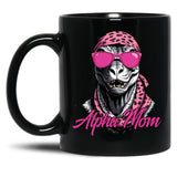 Alpha Mom Funny Dinosaur Mother Icon Black Coffee Mug, Gift Coffee Mug - Black