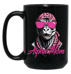 Alpha Mom Funny Dinosaur Mother Icon Black Coffee Mug, Gift Coffee Mug