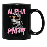 Alpha Mom Funny Dinosaur Mother Saurian Style Black Coffee Mug, Gift Coffee Mug - Black