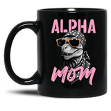 Alpha Mom Funny Dinosaur Mother Saurian Style Black Coffee Mug, Gift Coffee Mug - Black