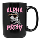Alpha Mom Funny Dinosaur Mother Saurian Style Black Coffee Mug, Gift Coffee Mug