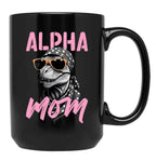 Alpha Mom Funny Dinosaur Mother Saurian Style Black Coffee Mug, Gift Coffee Mug