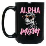 Alpha Mom Funny Dinosaur Mother Saurian Style Black Coffee Mug, Gift Coffee Mug