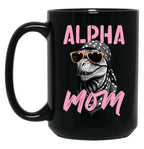 Alpha Mom Funny Dinosaur Mother Saurian Style Black Coffee Mug, Gift Coffee Mug