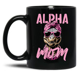 Alpha Mom Funny Iconic Dinosaur Mother Black Coffee Mug, Gift Coffee Mug - Black