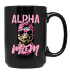 Alpha Mom Funny Iconic Dinosaur Mother Black Coffee Mug, Gift Coffee Mug