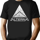 Alterra White Logo T-Shirt for Men & Women, T-Shirts Graphic Tee - Black