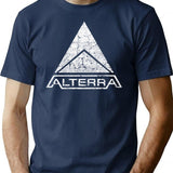 Alterra White Logo T-Shirt for Men & Women, T-Shirts Graphic Tee - Navy