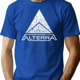 Alterra White Logo T-Shirt for Men & Women, T-Shirts Graphic Tee - Blue