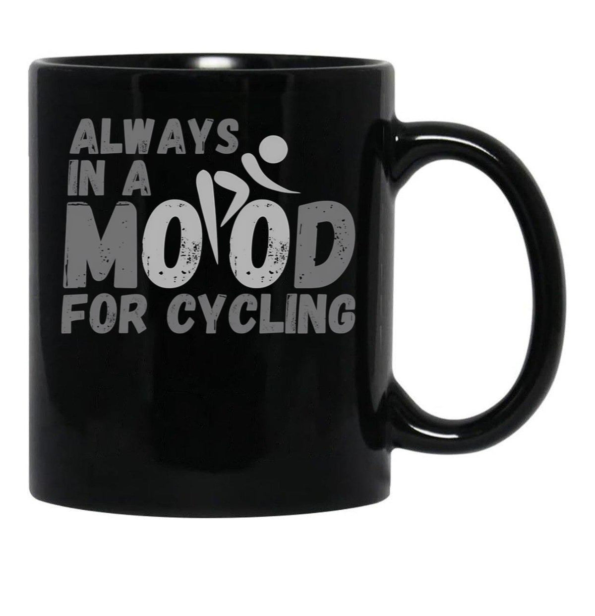 Always In A Mood For Cycling - Grey Black Coffee Mug, Gift Coffee Mug - Black