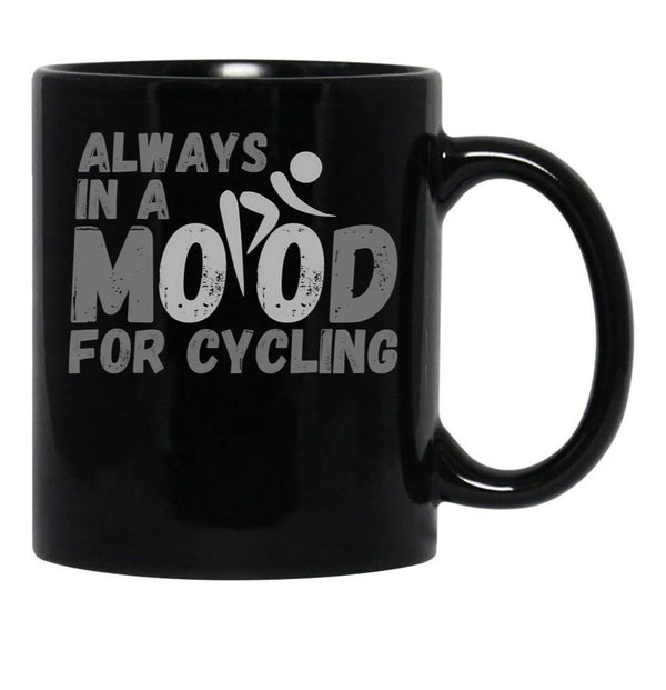 Always In A Mood For Cycling - Grey Black Coffee Mug, Gift Coffee Mug - Black