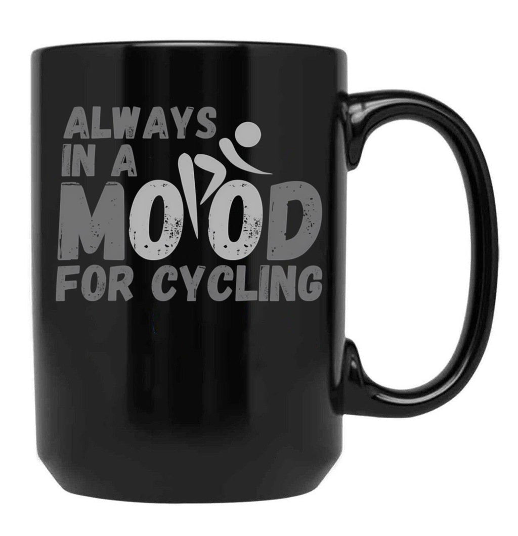 Always In A Mood For Cycling - Grey Black Coffee Mug, Gift Coffee Mug