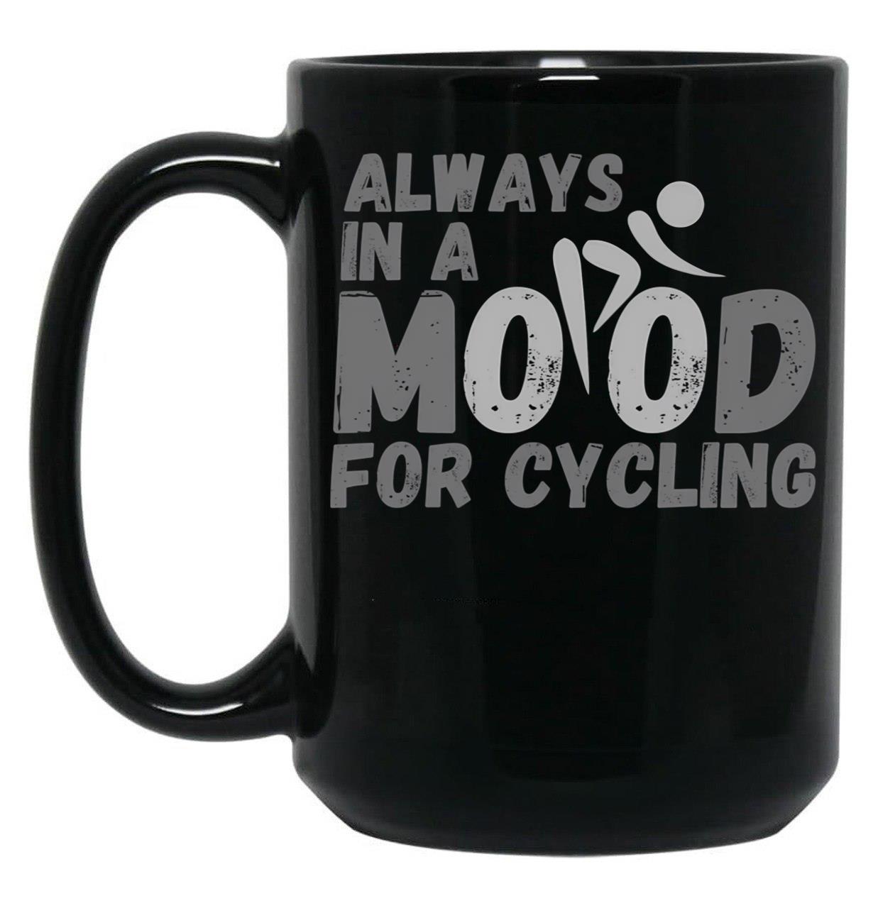 Always In A Mood For Cycling - Grey Black Coffee Mug, Gift Coffee Mug