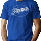 America T-Shirt for Men & Women, T-Shirts Graphic Tee - Blue