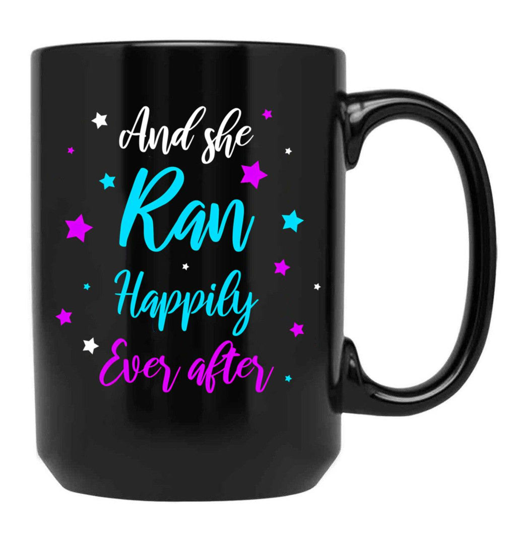 And She Ran Happily Ever After Black Coffee Mug, Gift Coffee Mug