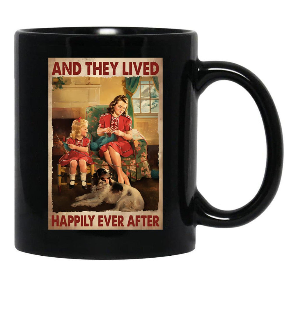 And They Lived Happily Ever After With Their Beagle Dogs Poster Black Coffee Mug - Black