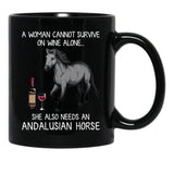 Andalusian Horse And Wine Funny Horse Black Coffee Mug, Gift Coffee Mug - Black