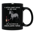 Andalusian Horse And Wine Funny Horse Black Coffee Mug, Gift Coffee Mug - Black