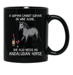 Andalusian Horse And Wine Funny Horse Black Coffee Mug, Gift Coffee Mug - Black
