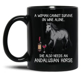 Andalusian Horse And Wine Funny Horse Black Coffee Mug, Gift Coffee Mug - Black