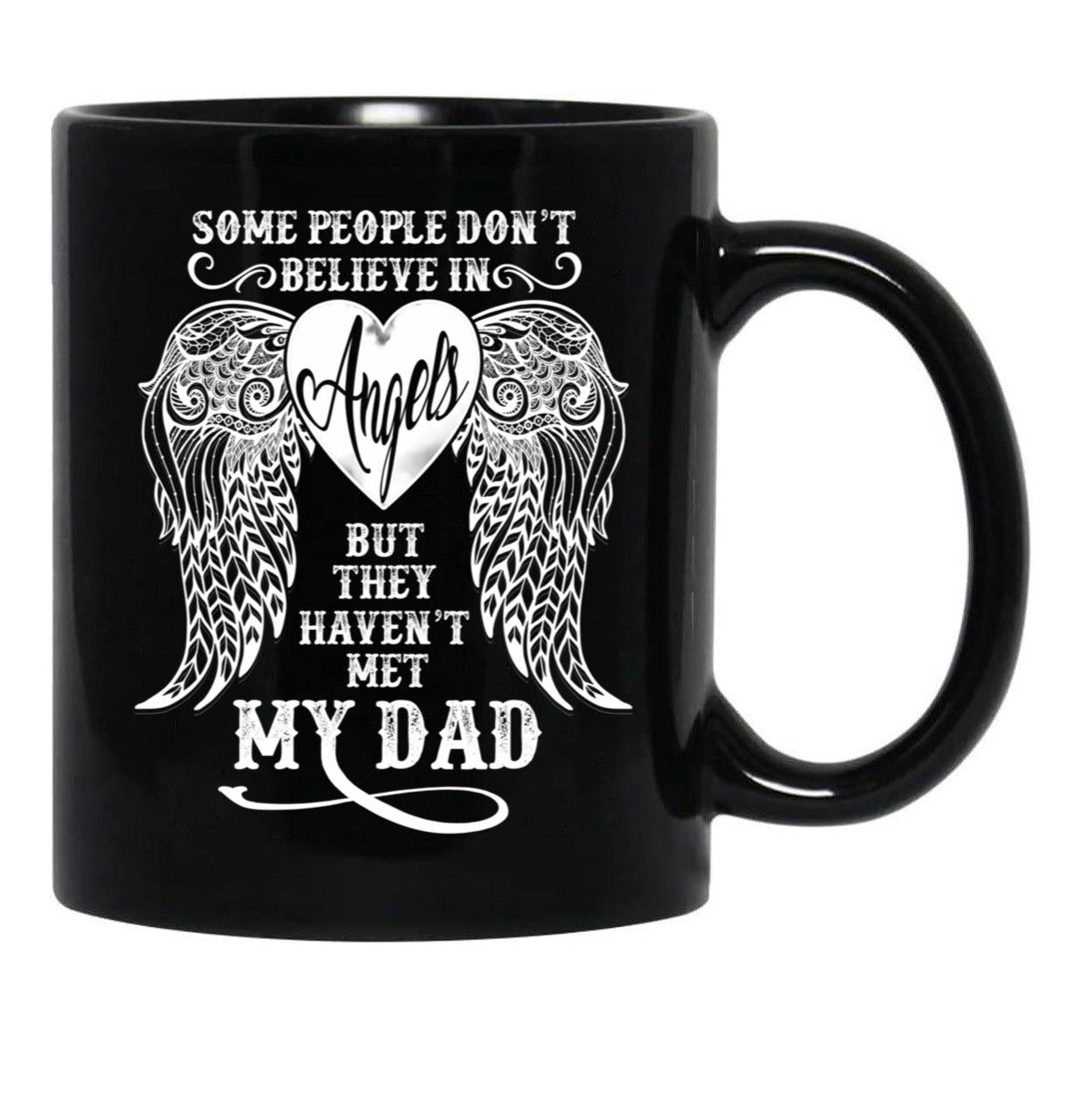 Angel Dad_Father'S Day Birthday Black Coffee Mug - Black