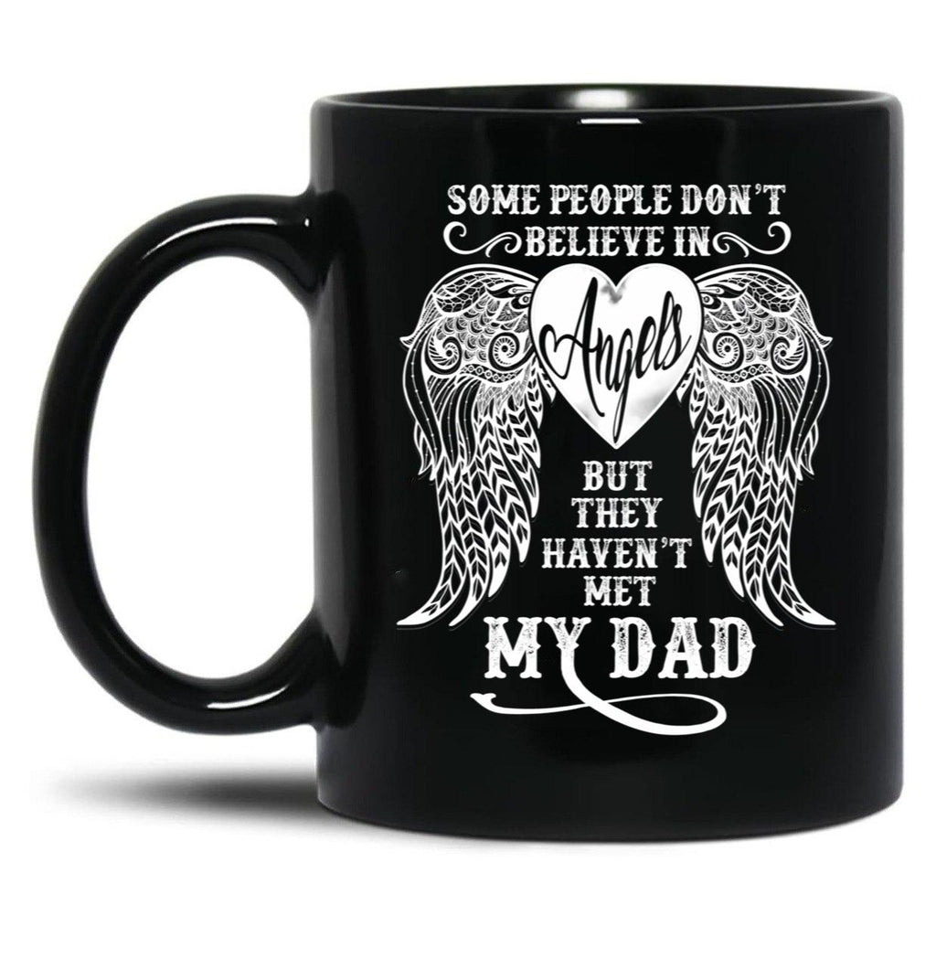 Angel Dad_Father'S Day Birthday Black Coffee Mug