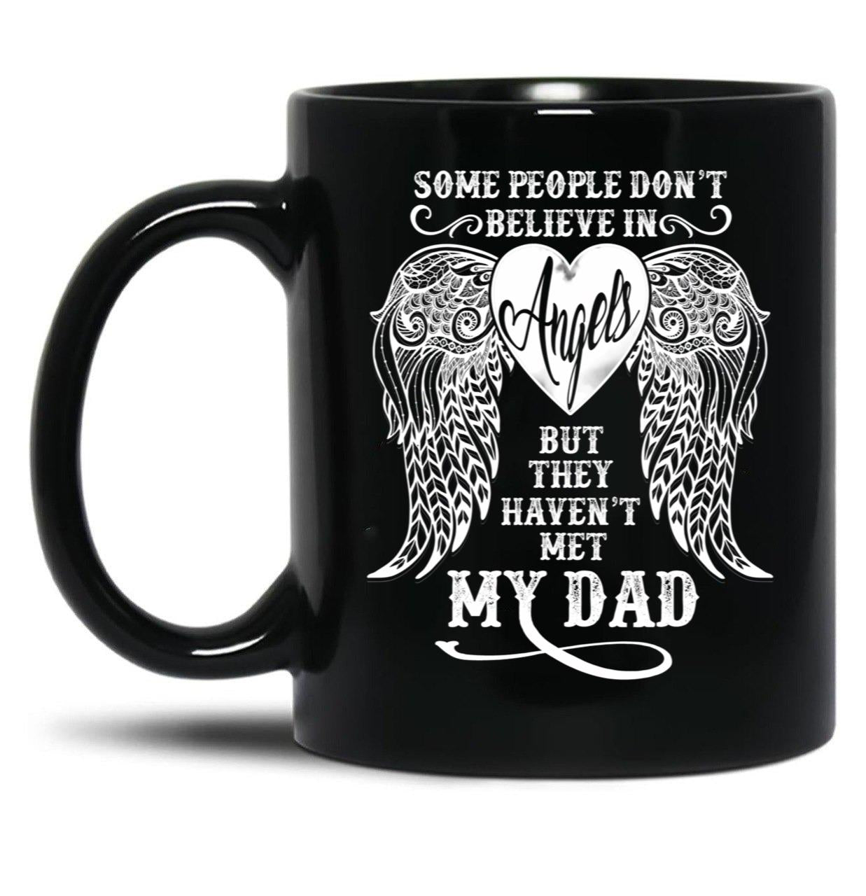 Angel Dad_Father'S Day Birthday Black Coffee Mug