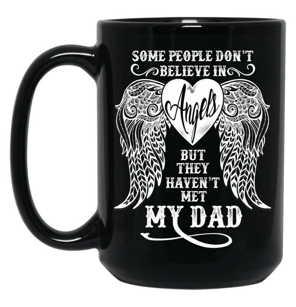 Angel Dad_Father'S Day Birthday Black Coffee Mug