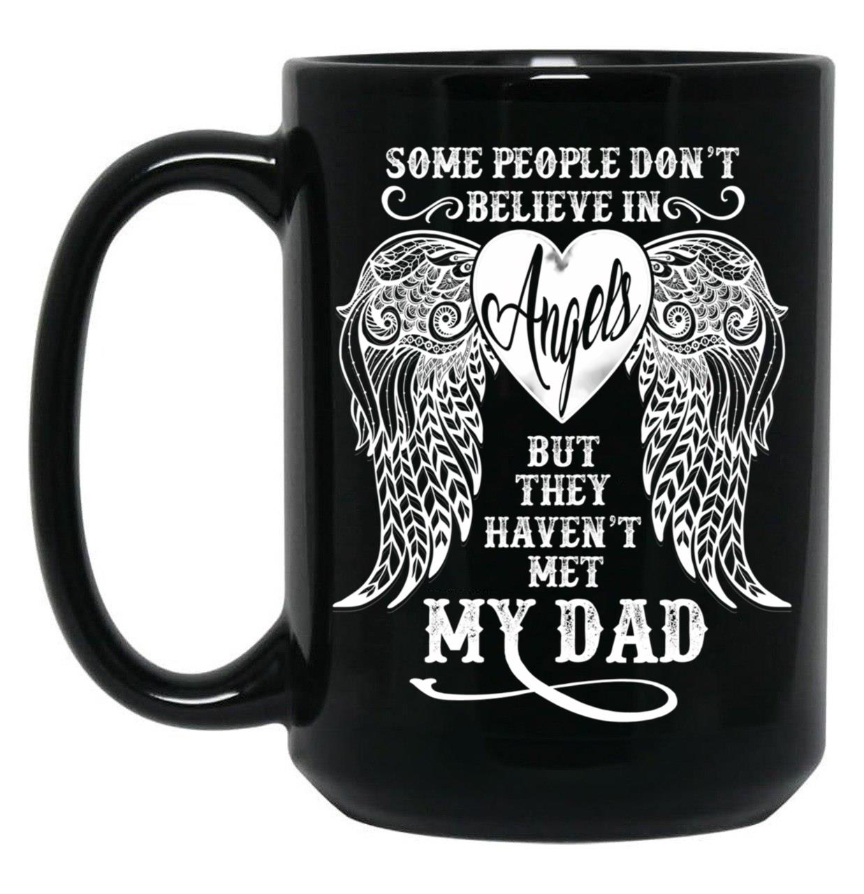 Angel Dad_Father'S Day Birthday Black Coffee Mug