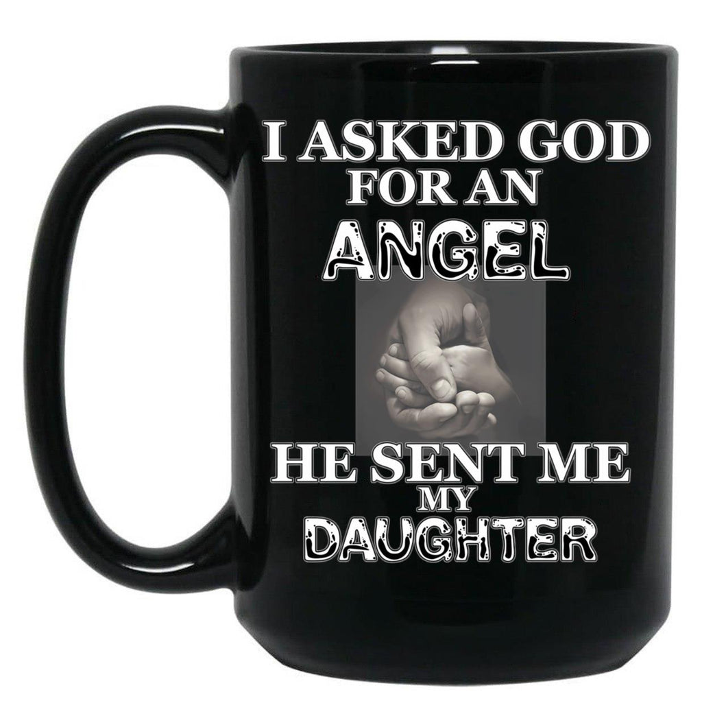 Angel Daughter Black Coffee Mug