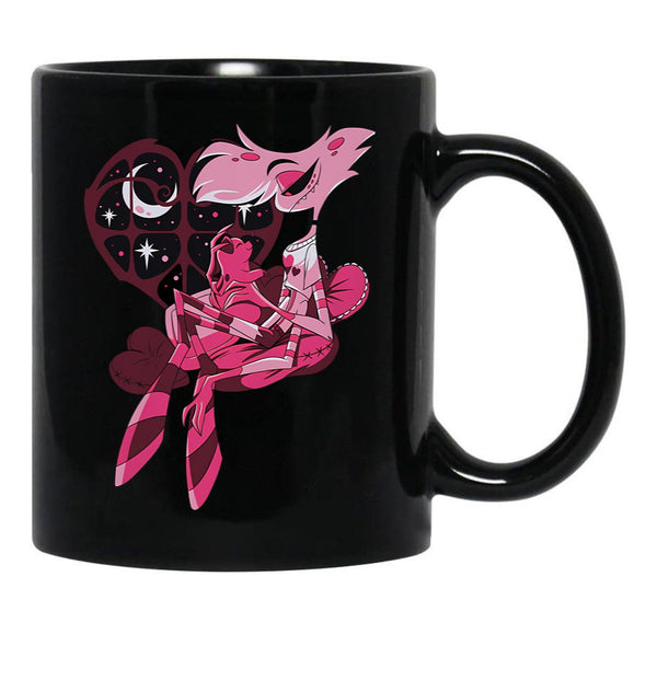 Angel Dust And Fat Nugget Valentines Night - Hazbin Hotel Black Coffee Mug, Gift Coffee Mug - Black