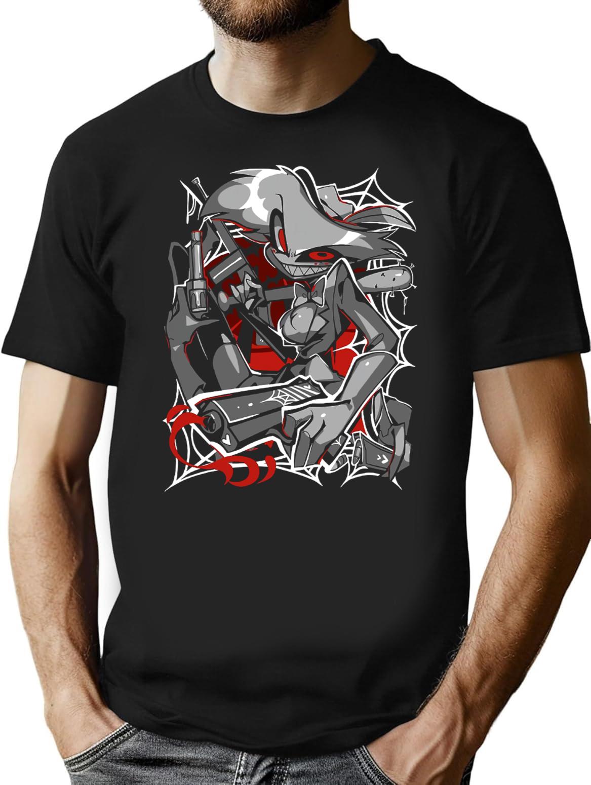 Angel Dust Demon Design - Hazbin Hotel Essential Premium Heavyweight Cotton T-Shirt - Black