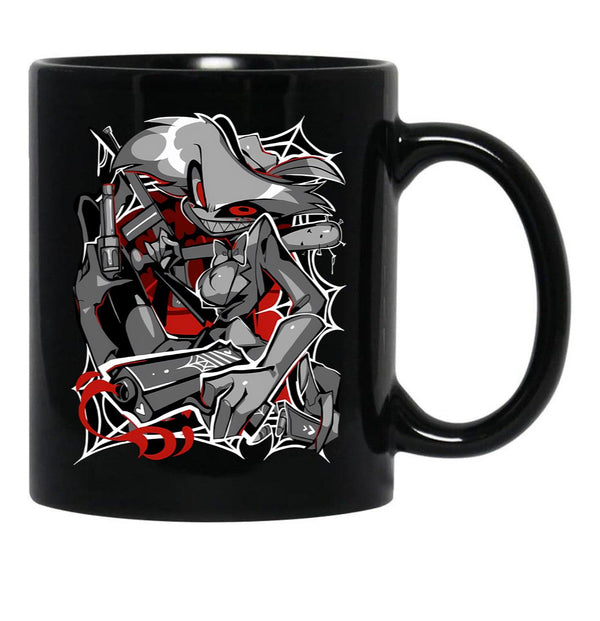 Angel Dust Demon Design - Hazbin Hotel Black Coffee Mug, Gift Coffee Mug - Black
