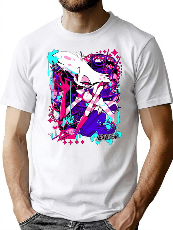Angel Dust - Hazbin Hotel Classic 23 Black Premium Heavyweight Cotton T-Shirt - White