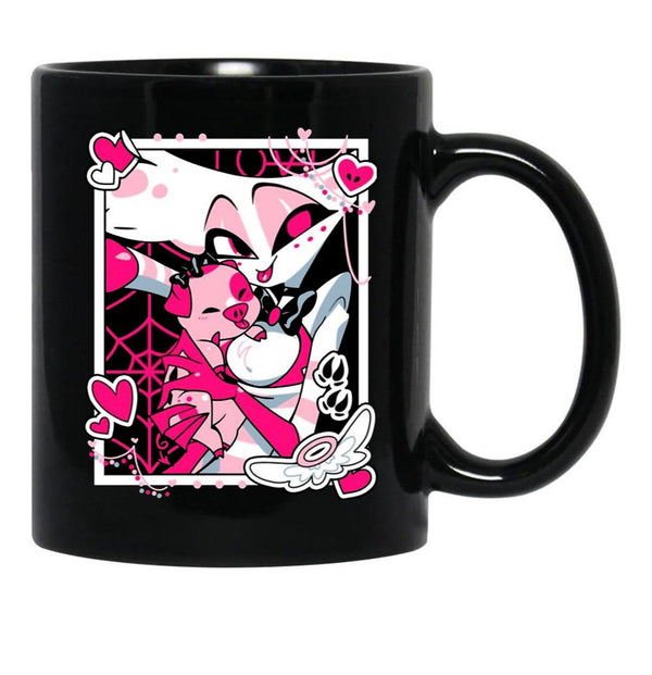 Angel Dust and Fat Nugget Selfie - Hazbin Hotel Essential Black Coffee Mug, Gift Coffee Mug - Black